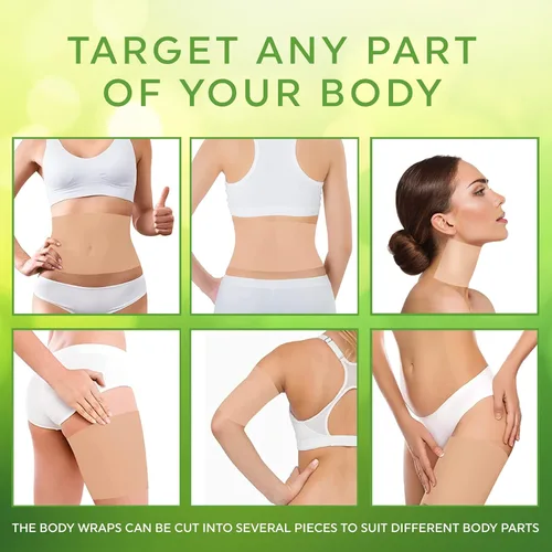 Vista 5 de Envoltura corporal con guaraná, té verde, algas marinas, funciona para estómago, vientre, piernas, brazos, abdomen (4 envolturas + gel)