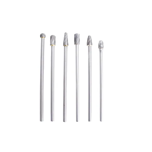 findmall Juego de 6 fresas rotativas de aleación de carburo de 0.236 in (1/4 pulgadas), vástago de 0.394 in, cabeza de 5.906 in de longitud para