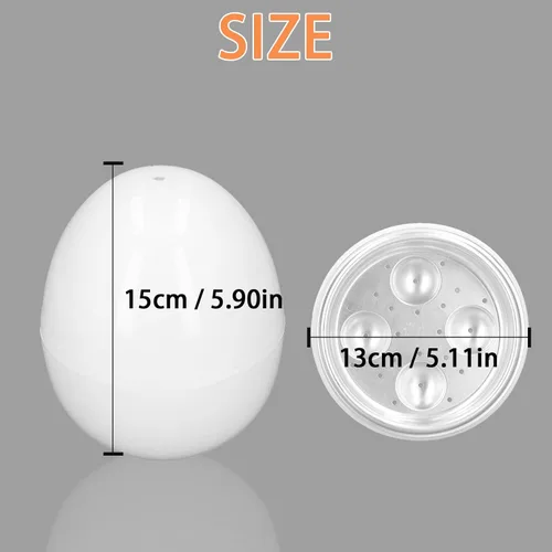 Vista 4 de Olla rápida para huevos para microondas, capacidad para 4 huevos, diseño compacto, material ABS, forma de huevo, herramientas de cocina, función