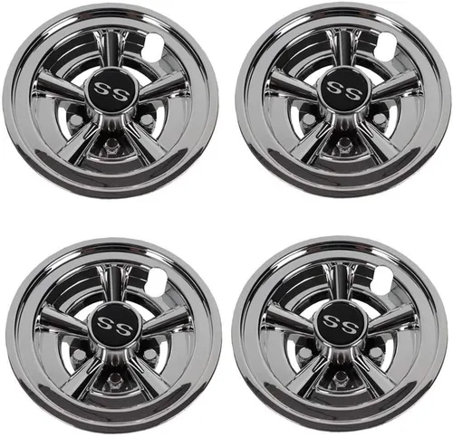 Juego de 4 tapas de cubo de ruedas SS de 8 pulgadas para carrito de golf Yamaha Club Car EZ-GO y la mayoría de carritos de golf de marcas (plateado)