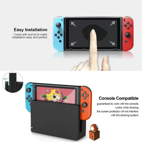 Vista 4 de ivoler 3protectores de pantalla de cristal templado para Nintendo Switch transparentes HD antiarañazos compatibles con Nintendo Switch
