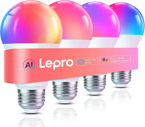 Vista 10 de Bombillas inteligentes Lepro B1 AI - Bombilla LED RGBWW con cambio de color que funciona con Alexa y Google Assistant, control de voz AI