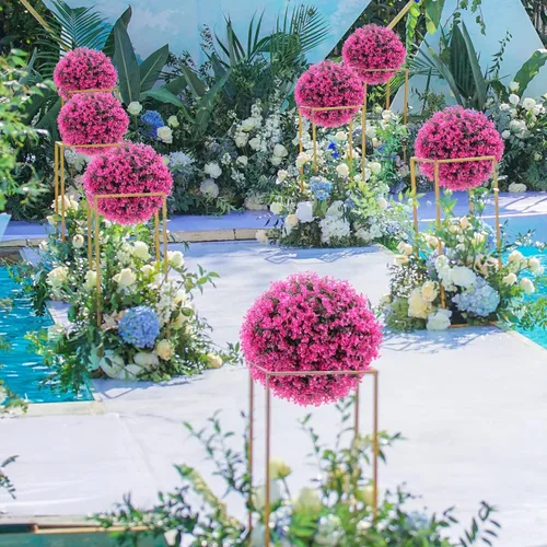 Vista 5 de MAGICLULU Bolas de topiario artificiales para plantas artificiales, bolas decorativas de boj sintético, bola de topiario artificial de 13.8 in