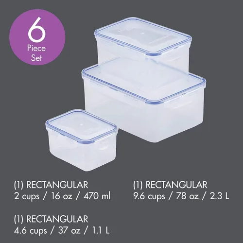 Vista 4 de Lock & Lock - Juego de recipientes de almacenamiento de alimentos surtidos (6 piezas)