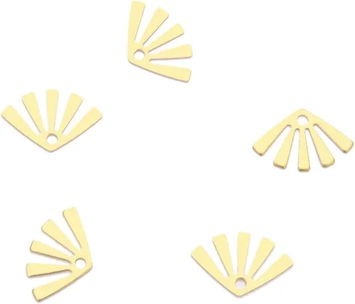 Adabele - 20 piezas de pendientes colgantes de latón crudo con forma de abanico en forma de abanico de 0.575 in, pequeños sin placa/sin