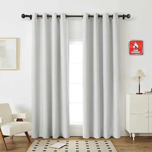 Vista 17 de Fcosie Cortinas ignífugas de 54 pulgadas de largo (2 paneles, beige), cortinas opacas 80% para dormitorio, sala de estar, cortina de oscurecimiento