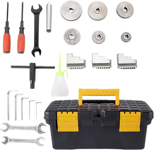 Vista 9 de VEVOR Torno de metal, Mini máquina de torno de 210x720, Cambio de velocidad variable de 2500 RPM, Mini torno de precisión de 750W, Torno de trabajo