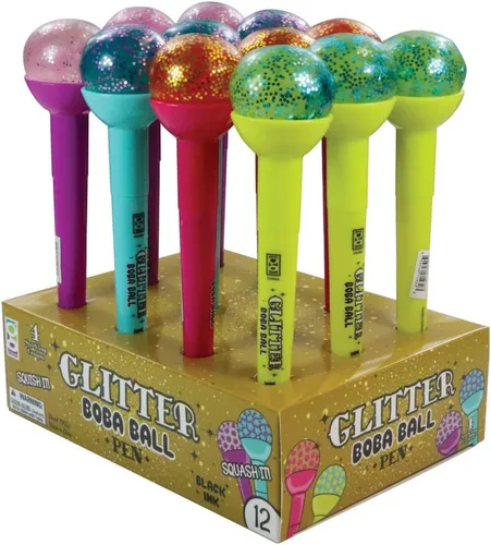 Vista 3 de Raymond Geddes Glitter Boba Squishy Top Pen (paquete de 12)