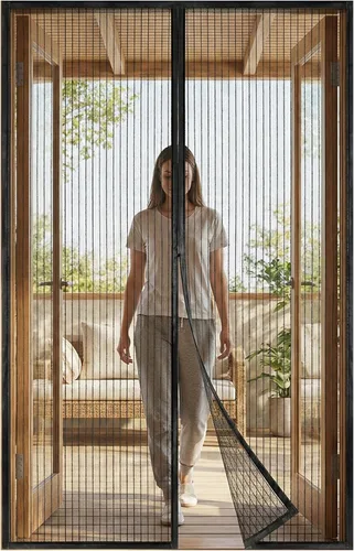 Puerta mosquitera magnética, malla autosellante resistente, barrera contra insectos manos libres, apta para mascotas y niños