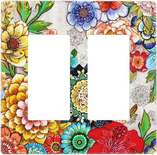 Vista 186 de Placa de pared dúplex de receptáculo de dispositivo de 1 gang de madera envejecida blanca gris con veta de tablón, cubierta de enchufe eléctrico