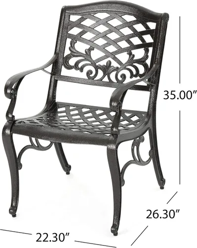 Vista 5 de Christopher Knight Home Sarasota - Sillas de aluminio fundido para exteriores, juego de 2 piezas, bronce martillado