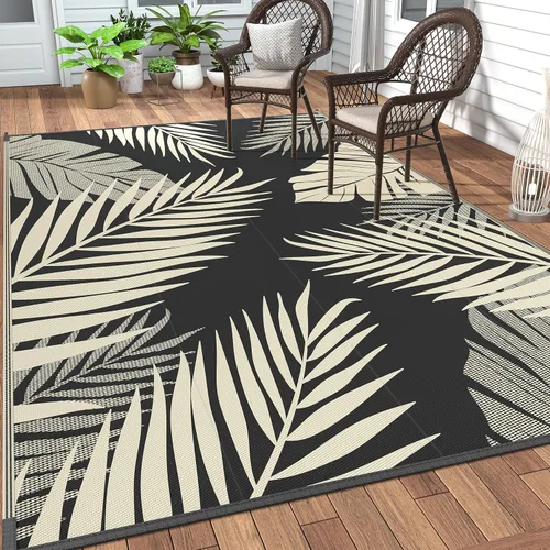 Vista 61 de GENIMO - Alfombra para exteriores de 6 x 9 pies, impermeable, reversible, de pajillas de plástico, para patio, espacios amplios, ligera