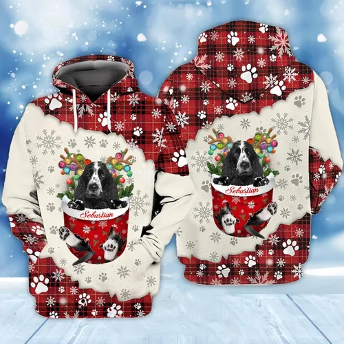 Vista 3 de Sudadera con capucha 3D personalizada para perro, diseño de perro con nombre personalizado, sudadera con capucha de perro de amor, camisa de perro