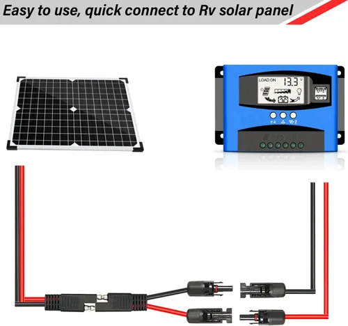 Vista 6 de Cable adaptador de panel solar 10AWG a SAE - Cable de extensión SAE de 3 pies para panel solar de caravana de caravana con adaptador de polaridad