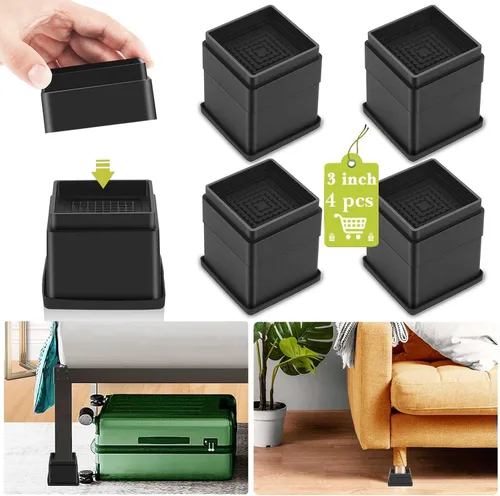 Vista 57 de Paquete de 12 elevadores de muebles de 1, 2 o 3 pulgadas, elevadores de cama ajustables resistentes para mesa, escritorio, sofá, silla, gabinete