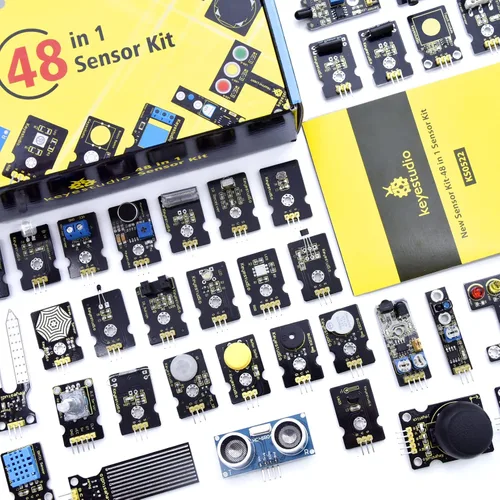 Vista 2 de KEYESTUDIO Kit de inicio de 48 módulos de sensores para Arduino con LCD, relé de 5 V, sonido, módulos LED, servomotor, movimiento, sensor