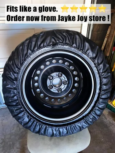 Vista 5 de Cubierta de rueda de repuesto, cubierta de rueda negra impermeable de cuero de PVC resistente al polvo, universal, apta para Jeep, remolque, RV