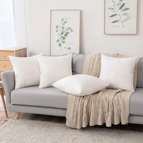 Vista 5 de MIULEE Juego de 2 cojines decorativos de 26 x 26 pulgadas, almohadas de tela de algodón de plumón y plumas, relleno cuadrado para sofá, sala de estar