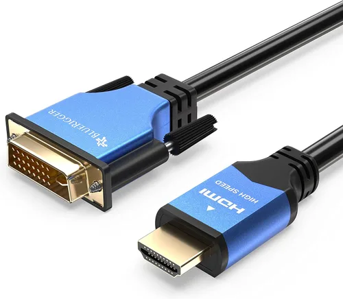BlueRigger Cable HDMI a DVI de 3 pies (adaptador bidireccional de alta velocidad macho a macho, DVI-D 24+1, 1080p, carcasa de aluminio), compatible