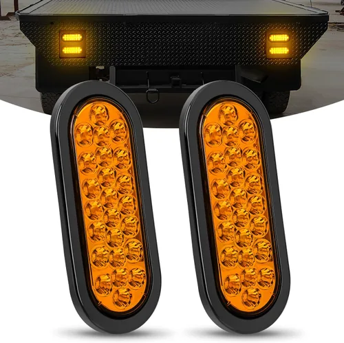 Vista 11 de Nilight - TL-08 - Luces traseras LED ovaladas de 6 pulgadas, color ámbar, 2 unidades, 10 LED con ojales de montaje empotrado, enchufes IP67, señales
