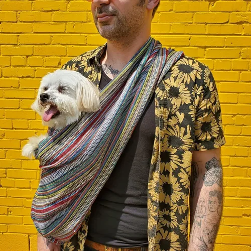 Vista 3 de Transportador para perros 100% algodón orgánico también para gatos (bohemio multicolor)