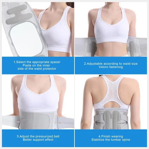 Vista 7 de Soporte de espalda para aliviar el dolor de espalda baja para mujeres, cinturón de apoyo lumbar ajustable, malla transpirable para hernia de disco