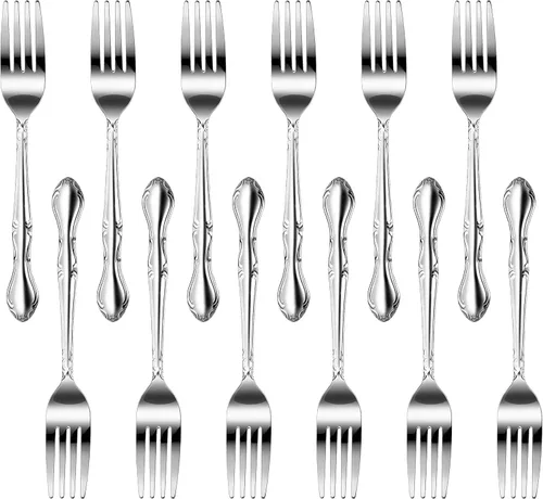 Vista 18 de New Star Foodservice 58703 Rose Pattern, acero inoxidable 18/0, cuchara de cena/postre, 7 pulgadas, juego de 12