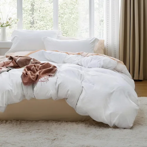 Vista 50 de Bedsure - Juego de ropa de cama de 3 piezas, prelavado, extrasuave, con 1 funda de edredón de 90 x 90 pulgadas con cremallera y 2 fundas