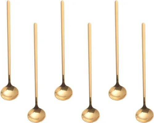 Vista 16 de Sweejar - 6 cucharas de café doradas, cucharas de café de acero inoxidable 18/8, mini cuchara de té Vogue de 5.2 pulgadas, cuchara pequeña agitadora
