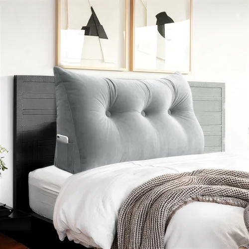 Vista 27 de Almohada de cabecero – Almohada de cama grande 3 en 1 como almohada de lectura de cuña, almohada grande para sofá cama o respaldo de apoyo, almohada