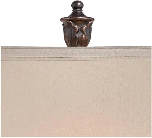 Vista 8 de Regency Hill Exeter Lámparas de Mesa de Estilo Tradicional 30" de Alto Juego de Tamaño Completo de 2 Bronce Madera Tallada Hoja Crema Pantalla