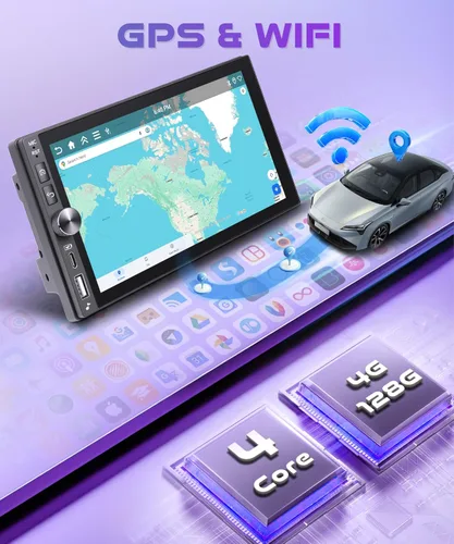 Vista 5 de Rimoody 4G+128G Estéreo de Coche Doble DIN inalámbrico CarPlay Android Auto, Android Car Radio 7 '' en la célula pantalla táctil/GPS/Bluetooth