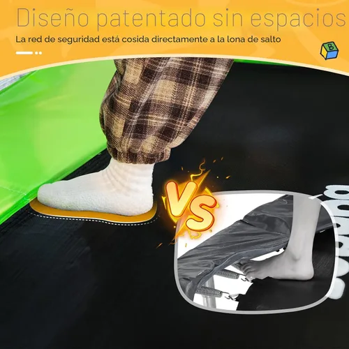 Vista 3 de Zupapa - Cama elástica rectangular de 4x6 pies con silla hamaca, aro de baloncesto y red de seguridad - Cama elástica para interiores y exteriores 5