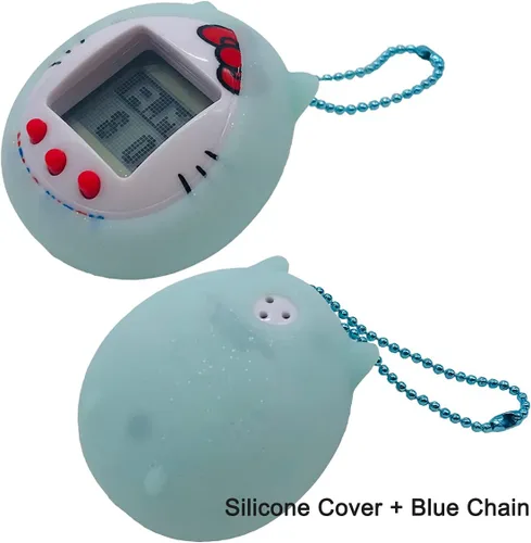 Vista 3 de Funda protectora de silicona para Tamagotchi Hello Kitty 42892/42891 con cadena de color (solo cubierta) (azul)