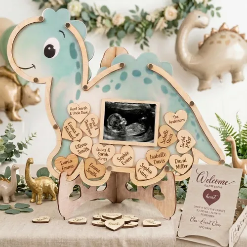 Marco de recuerdo alternativo para libro de invitados de dinosaurio, baby shower, cumpleaños, revelación de género, decoraciones, caja de sombra de