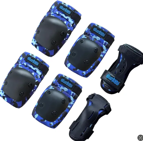 Vista 10 de Rodilleras y coderas con protectores de muñeca Simply Kids, tecnología HardSoft. Juego de equipo de protección certificado CPSIA. Rodilleras