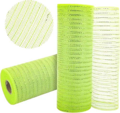 Vista 29 de 2 rollos de cinta de malla verde manzana decorativa de 10 pulgadas x 30 pies, rollos de malla de poli verde lima para suministros de corona DIY