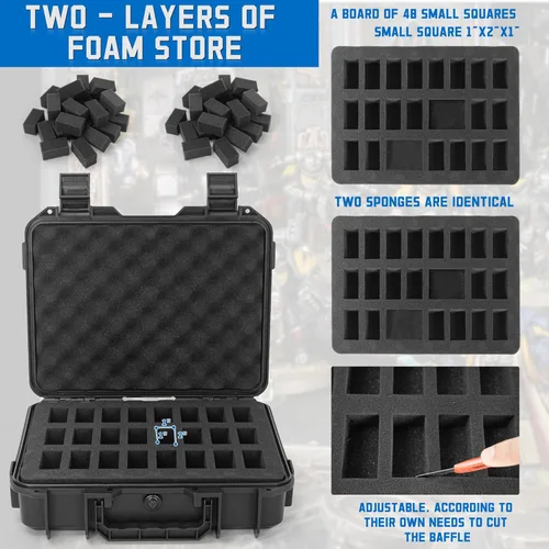 Vista 3 de Funda de almacenamiento en miniatura, funda rígida resistente en miniatura TORIBIO de 48 ranuras compatible con D&D DND Minis y más