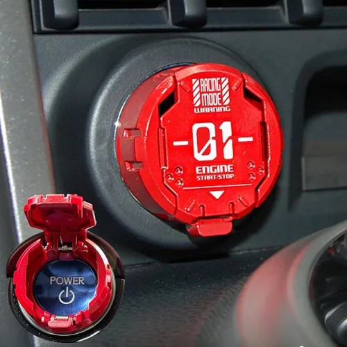 Vista 8 de Cubierta para botón de arranque a presión del motor del automóvil, cubierta para botón de arranque, cubierta de botón de encendido, protector