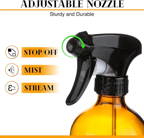 Vista 2 de ZENOWICK Paquete de 2/Botellas de Spray de Vidrio de 16 Oz, Recipientes Vacíos Rellenables con Funda de Silicona, Juegos de Botellas de Spray