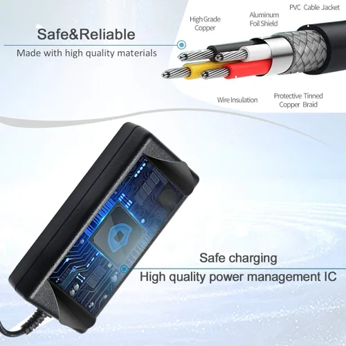 Vista 3 de Cargador de batería para ciclomotor de 24 V compatible con Razor E100 E200 E200S E175 E300 E300S E125 E150 E500 PR200 E225S E325S MX350 MX400 Dirt