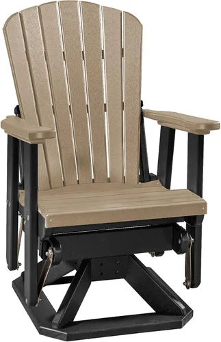 Vista 8 de DutchCrafters Slat Fan Back Poly Adirondack Swivel Glider Outdoor Patio Chair (Black)