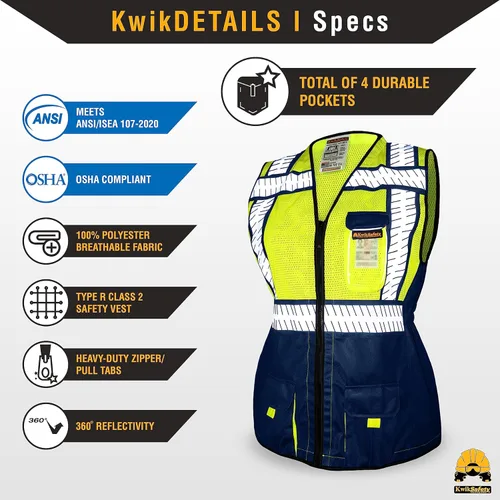 Vista 3 de KwikSafety - Charlotte, NC - SHERIFF & SPECIALIST Chaleco de Seguridad para Mujer ANSI OSHA