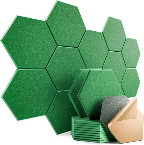 Vista 180 de Paquete de 12 paneles acústicos autoadhesivos de 12 x 10 x 0.4 pulgadas, paneles de espuma a prueba de sonido con alta densidad, elegante diseño
