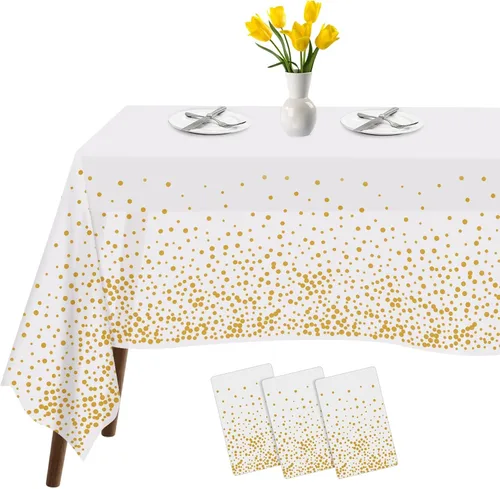 Vista 9 de Childom Paquete de 3 manteles de Halloween, manteles de plástico desechables de 54" x 108", decoraciones de Halloween, cubierta de mesa de plástico