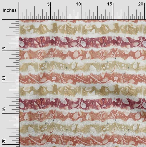 Vista 2 de oneOone The Yard - Tela de algodón flexible de color beige con estampado floral, 40 pulgadas de ancho