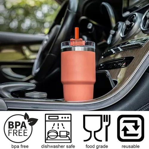 Vista 5 de ALINK Pajitas reutilizables para vaso Stanley de 40 onzas y 30 onzas, popotes de plástico duro de 12 pulgadas de largo, popote de repuesto de 12