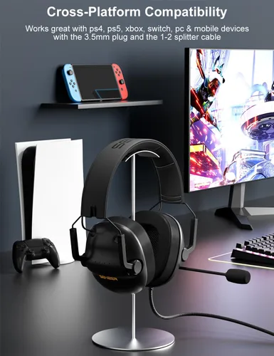 Vista 6 de SENZER SG500 Surround Sound Pro Auriculares Gaming con Micrófono de Cancelación de Ruido - Acolchado de Espuma Viscoelástica Suave - Auriculares