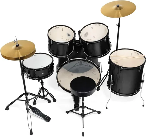 Vista 3 de Ashthorpe Batería completa para adultos de tamaño completo de 5 piezas con parches Remo - Negro