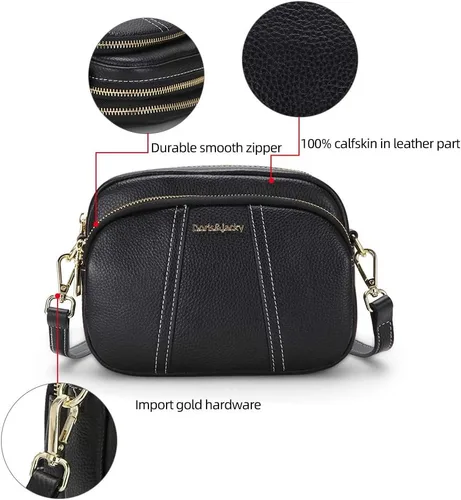 Vista 3 de DORIS&JACKY Leather Crossbody Bag For Women Small Soft Triple Zipper Shoulder Handbags With Adjustable Strap